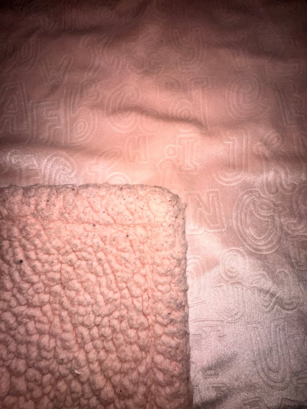 OEKO-TEX Pink Soft Plush Baby Blanket 31" x 37" velour alphabet sherpa